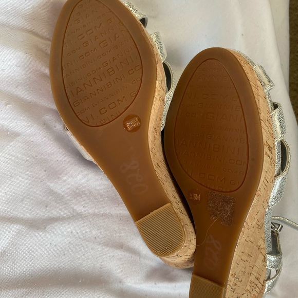 - Gianni bini wedge Platform silver cork Sandal 8.5 - Picture 9 of 16